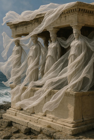 #Caryatids fluit in vento # in sculptura scriptor style est propinqua consortio cum antiquis Graecorum Art