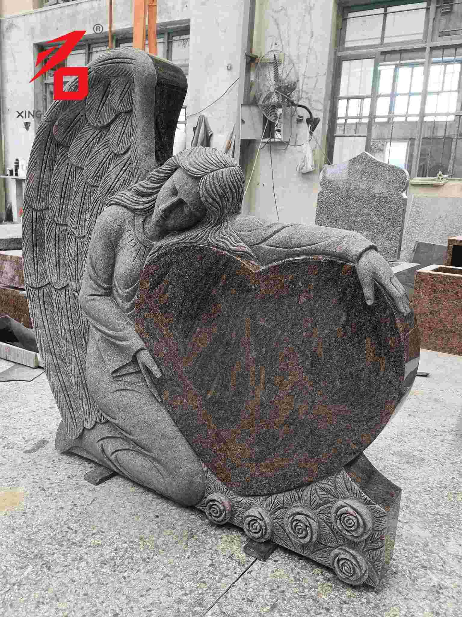 Angelus Cordis Guardian Granite Art Tombstone