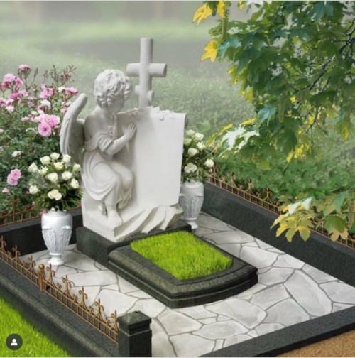 Sinis Xingyan Alba Marble Angelus Cross Tombstone