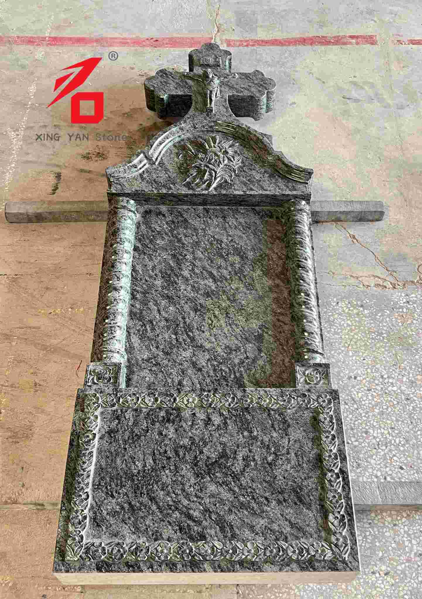 Jesus Cross Granite Religious Tombstone