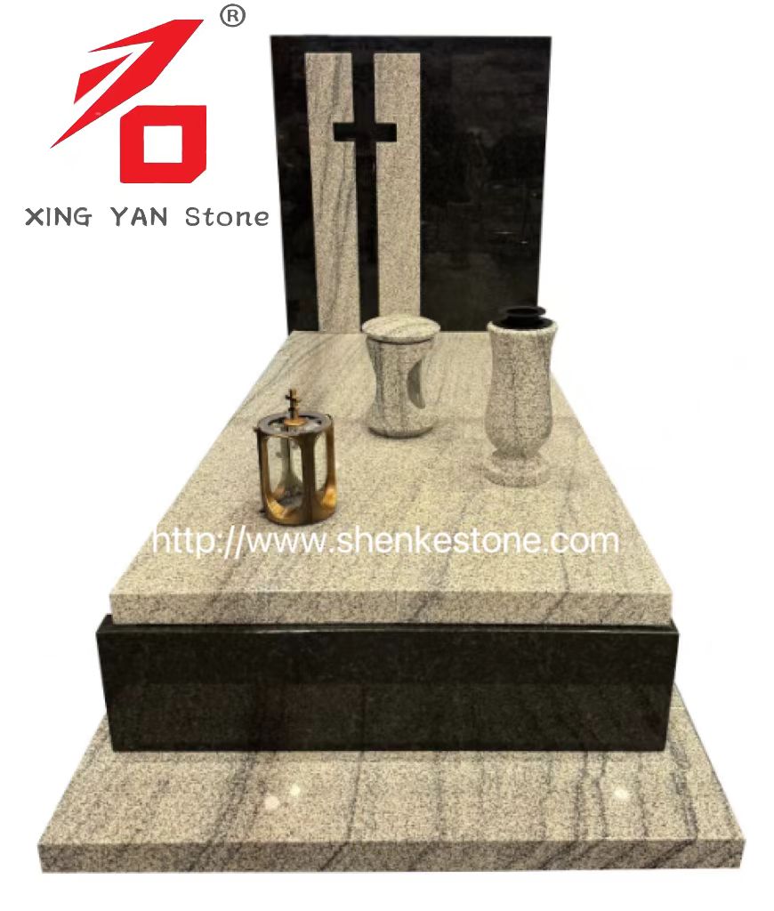 Moderni Granite Designed Funeral Monument (cum Funeral Vase et Lumina)