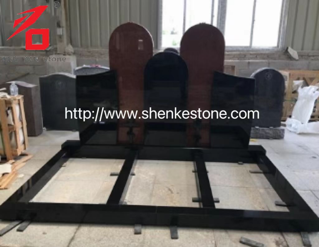 Russian style nigrum granite tombstone cum sculpsit crucis