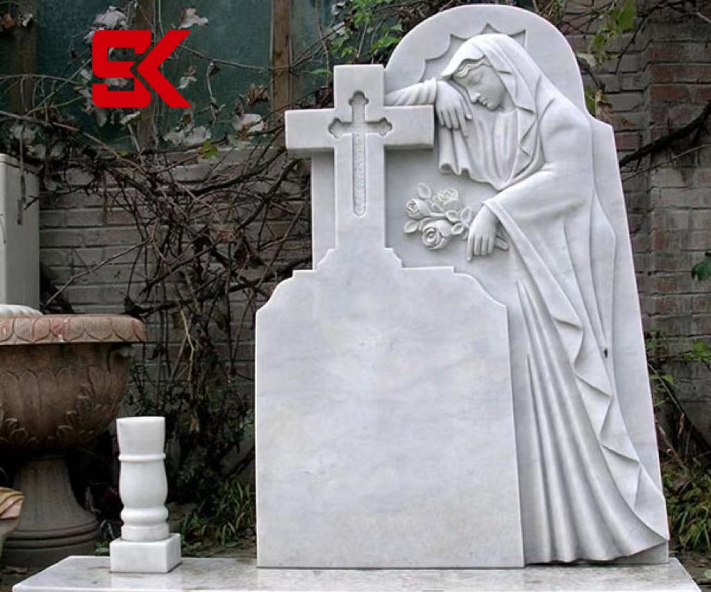 Xingyan Stone Carving Europae Christian Style Marmor Memorial Headstone